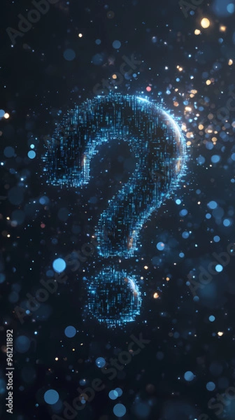 Obraz Question mark formed by glowing tech dots