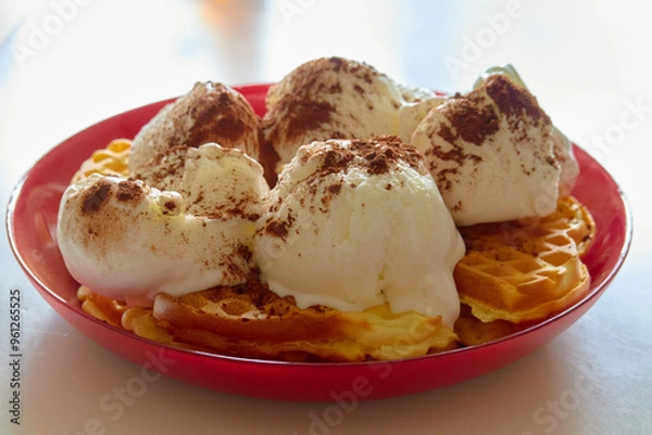 Obraz Waffles with ice-cream.
