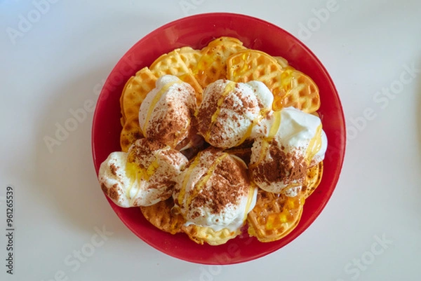 Obraz Waffles with ice-cream.