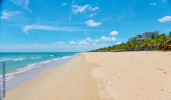 Obraz beach with palm trees and sea