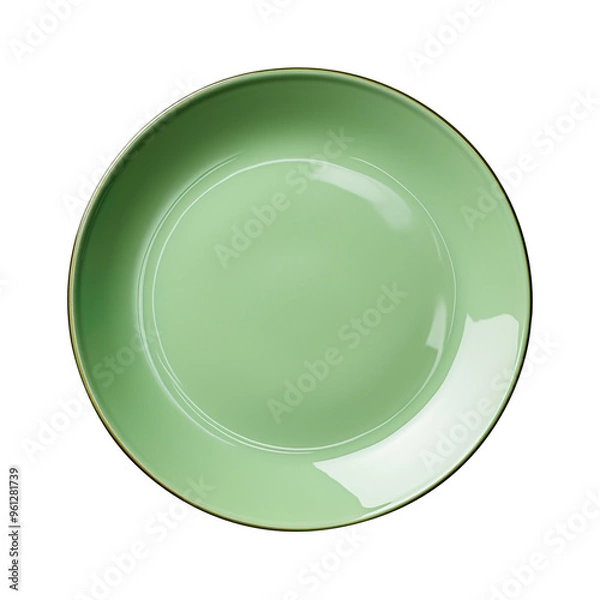 Obraz A green plate isolated on transparent and white background