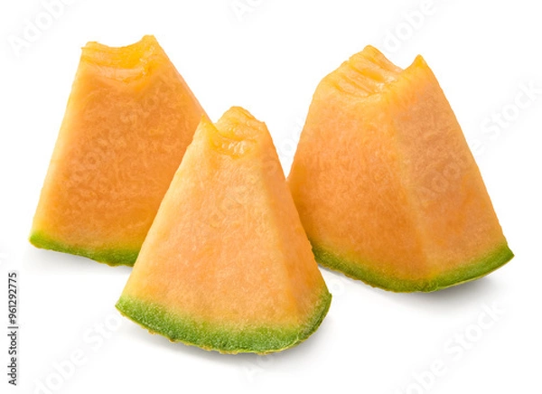 Fototapeta Sliced cantaloupe melon isolated on white background. clipping path