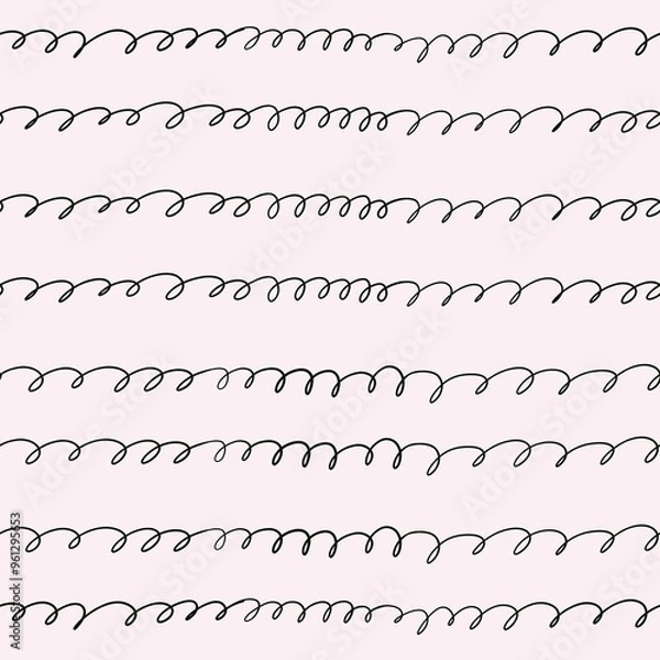Obraz Hand drawn scribble background. Background with black lines, scribble ink seamless pattern.