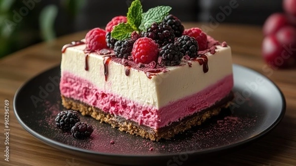 Obraz Playful cheesecake design featuring textured patterns for added depth and whimsy.