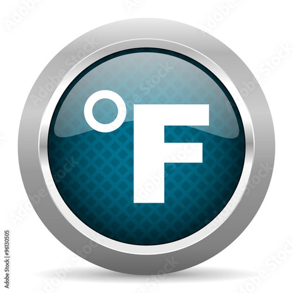 Obraz fahrenheit blue silver chrome border icon on white background