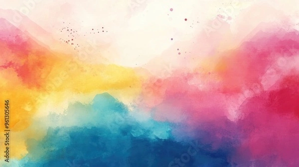 Fototapeta Vibrant Abstract Watercolor Painting: A Journey Through Dynamic Colors and Emotions