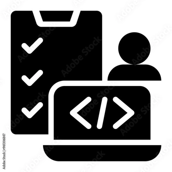 Fototapeta acceptance testing, uat, user acceptance, testing, user testing, programming solid or glyph icon