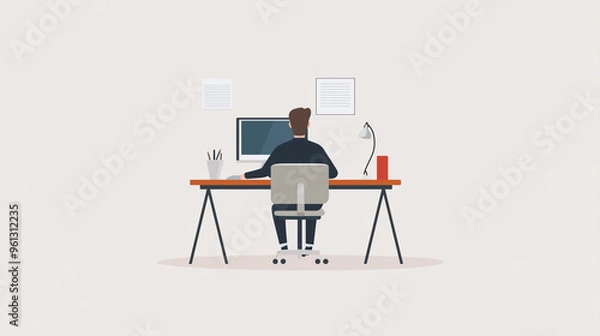 Obraz Man at computer clipart