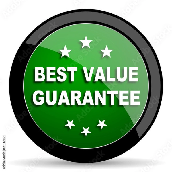 Fototapeta best value guarantee green web glossy icon with shadow on white background