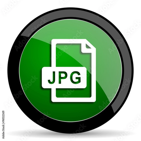 Fototapeta jpg file green web glossy icon with shadow on white background