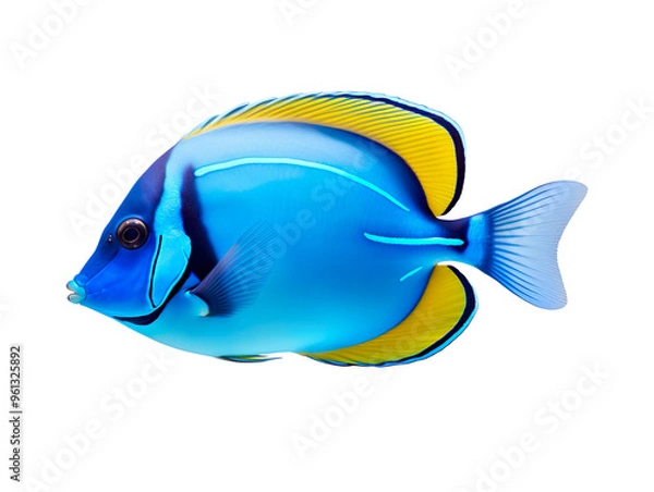 Obraz Blue tang fish isolated on transparent and white background