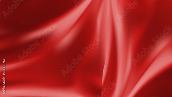 Fototapeta Red Satin Isolated on white Background. flutters in the wind. mesh tool wes used