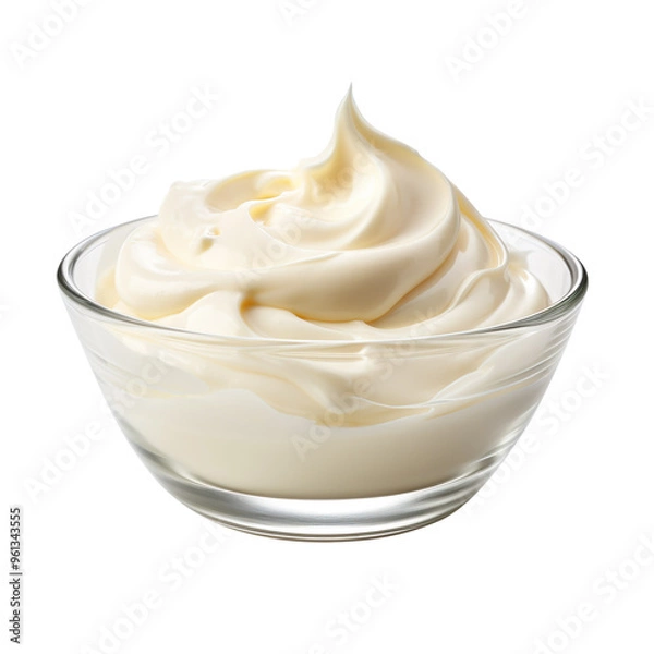 Obraz Bowl with mayonnaise isolated on transparent and white background