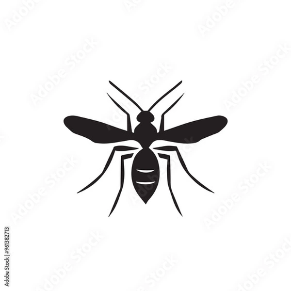 Fototapeta Mosquito in cartoon, doodle style . Image for t-shirt, web, mobile apps and ui. Isolated 2d vector illustration in logo, icon, sketch style, Eps 10, black and white. AI Generative