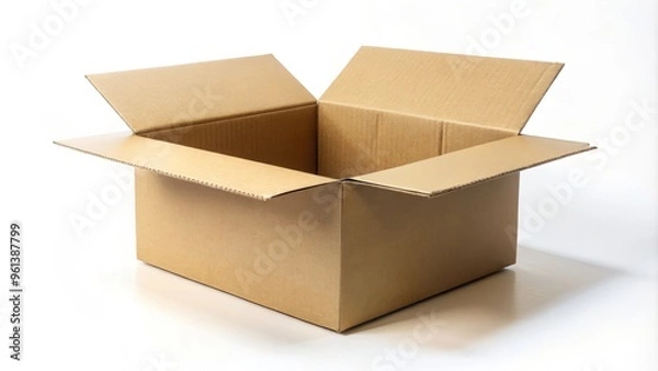 Fototapeta Customize your packaging with a high-quality empty cardboard box featuring a seamless white background, perfect for