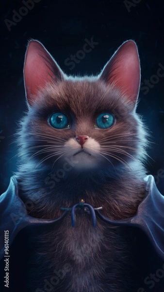 Fototapeta A poster for a cat called a bat with a blue eyes.