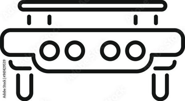 Fototapeta Simple line art vector icon of a magnetic levitation train levitating above a rail