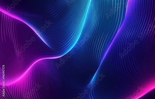 Fototapeta Abstract background with blue and purple glowing lines