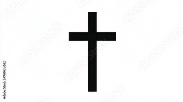 Fototapeta Black cross icon on white background - Religious symbol for various denominations.