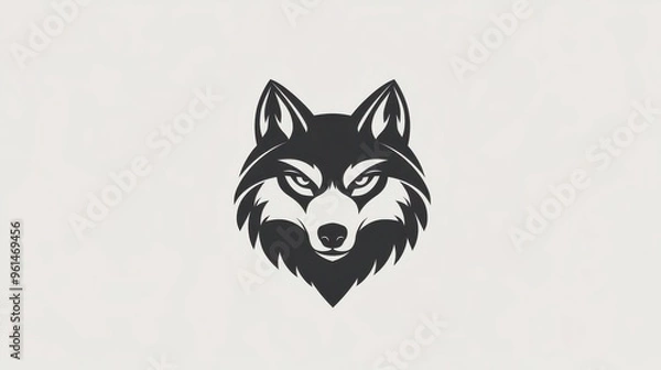 Fototapeta Wolf icon in gray on white background for logo or web design use