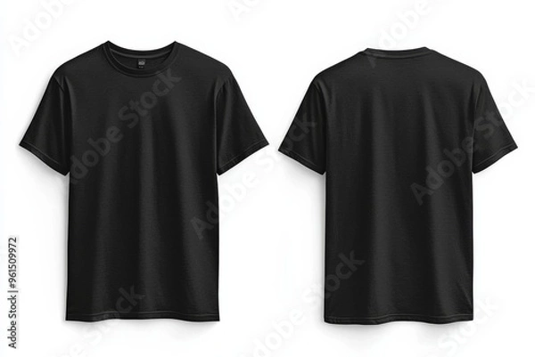 Fototapeta Black Tshirt Mockup Front and Back Isolated created with Generative AI