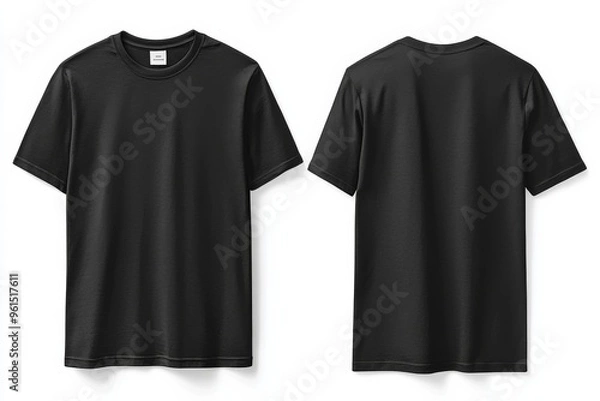 Fototapeta Black Tshirt Mockup Front and Back Isolated created with Generative AI