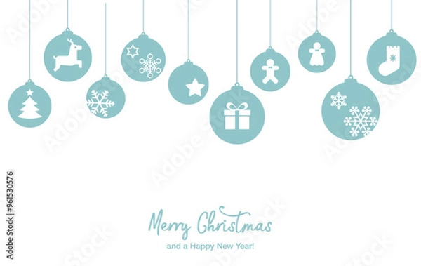 Fototapeta アイコン装飾のボールとクリスマスカード