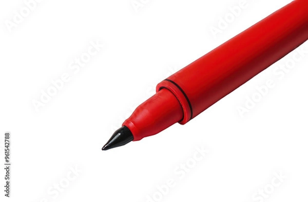Obraz PNG Red Marker Pen Tip on White Background - Realistic Stationery Design Element on Transparent Background