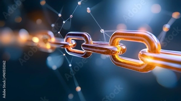 Fototapeta Blockchain ledger with secure transactions, octane render 