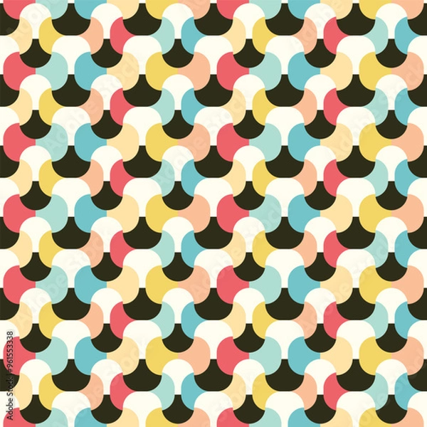 Fototapeta Irregular Colorful Quirky Ogee Seamless Vector Repeat Pattern