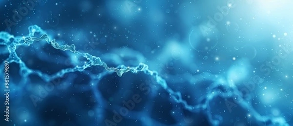 Fototapeta  A blue background with a centered, blurred object in close-up