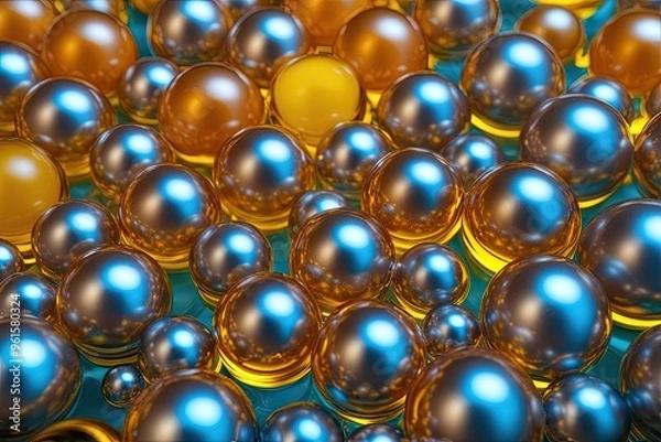 Obraz Spherical Collection of Vibrant Oil Droplets