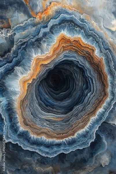 Fototapeta Stunning geode cross-section revealing intricate layers in vibrant colors