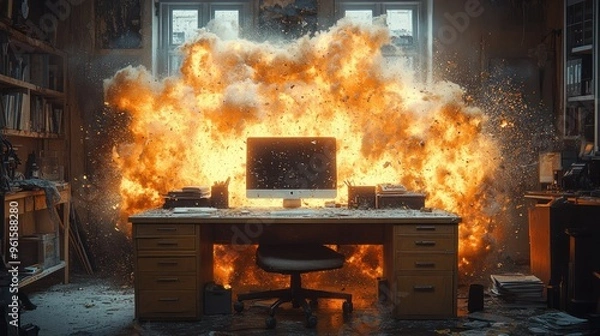 Fototapeta Explosion in the office