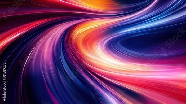 Fototapeta Dynamic abstract background with vibrant, swirling colors and fluid motion, ideal for creating eye-catching design templates.