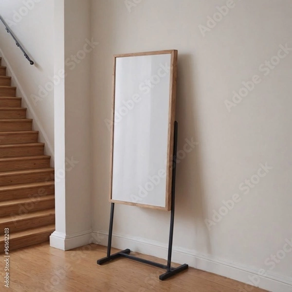 Fototapeta An empty poster frame interior illustration rendering image, Empty interior template.