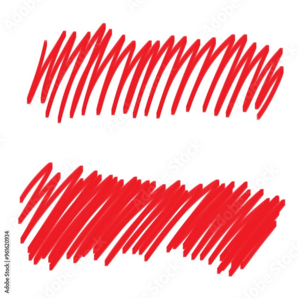 Fototapeta scribbles with a red marker, crossing out, striking out, underlining on a transparent background. grunge doodles in png format