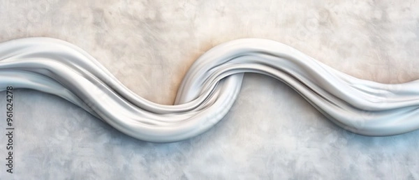 Fototapeta  A painting of a white wave on gray backdrop, featuring a light brown spot in its center