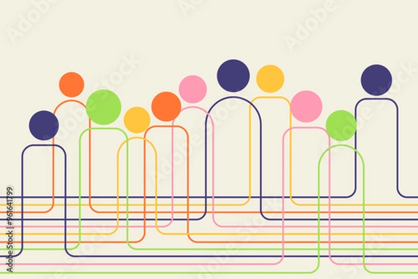 Fototapeta Diversity vector illustration, minimalism geometry design, color banner, poster