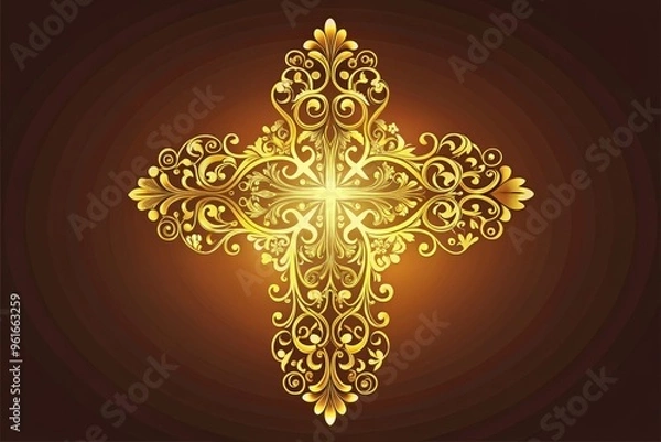 Fototapeta Easter Cross Vector Template Ornate Classic Elegant Easter Concept