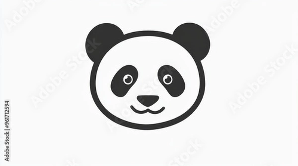 Obraz A simple black outline of a panda's head.