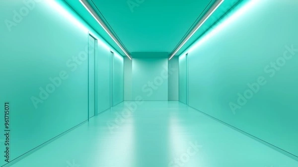 Fototapeta Color Temperature in Minimalist Hallway Lighting, Analyze how different color temperatures (warm, cool, or neutral).