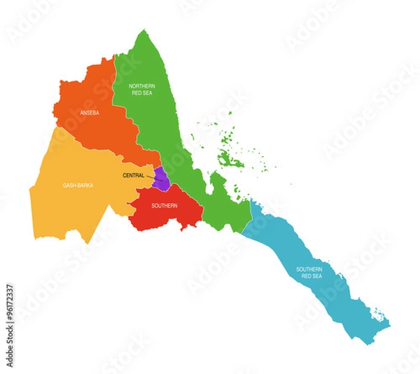 Obraz Eritrea Map Regions Colored Vector