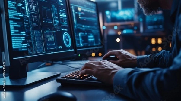 Obraz Cybersecurity Expert Working on a Computer