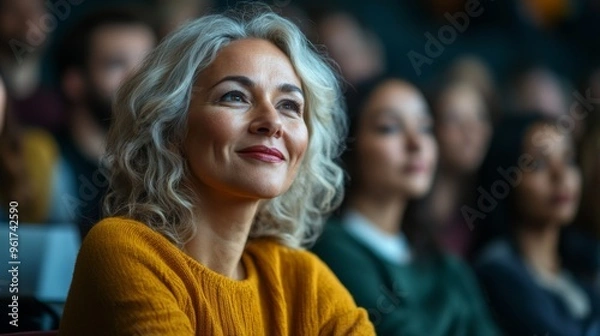 Fototapeta Woman in Audience Watching Presentation