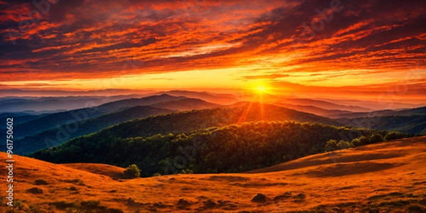 Fototapeta Majestic Sunset Over Mountain Landscape