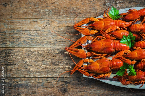 Obraz crawfish on wooden background