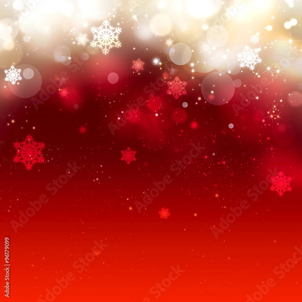 Obraz Red and gold Christmas abstract background, shiny, sparkling, glowing graphic