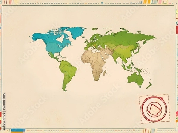 Obraz professional holiday of postal workers in the world, world map , AI generated, world map