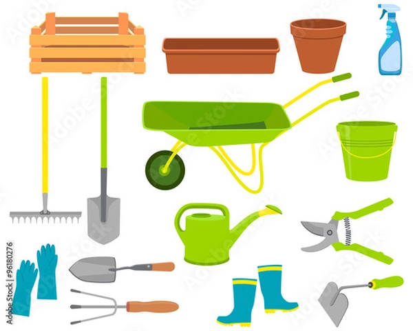 Fototapeta Set of icons garden tools isolated on white background. Vector illustration